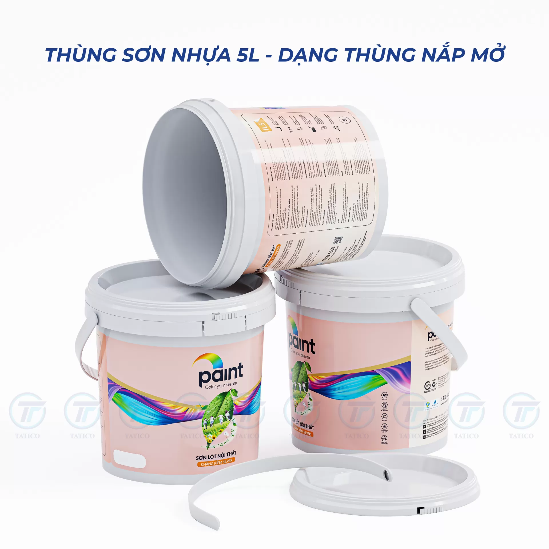 Vỏ thùng sơn nhựa 5L - dạng thùng phổ biến